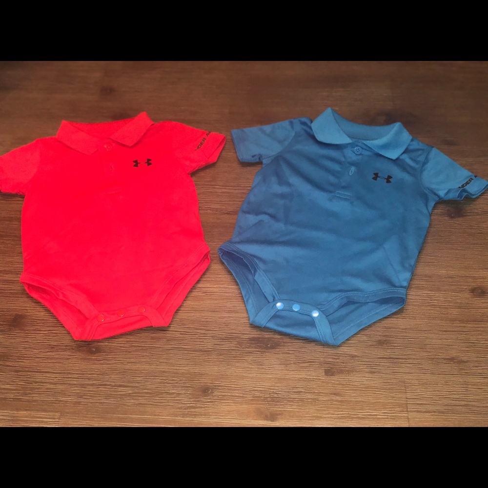 Under armour boy bodysuit 6-9mths blue red